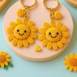 Sunflower Crochet Keychains (Pair)
