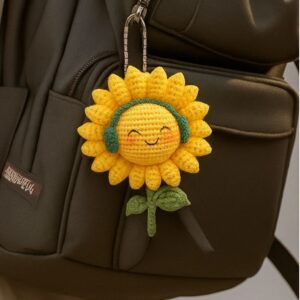 Sunflower Crochet Backpack Keychain