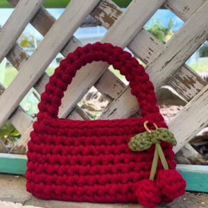 Cherry Red Crochet Handbag