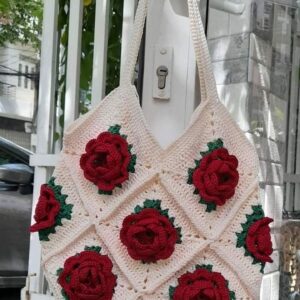 Rose Grid Crochet Bag