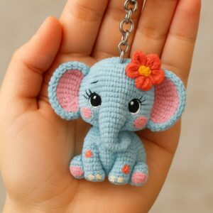 Crochet Elephant Keychain