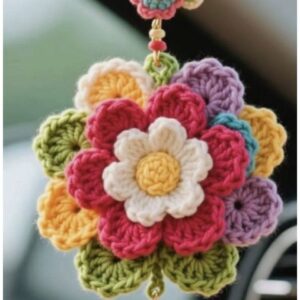 Crochet Flower Car Ornament
